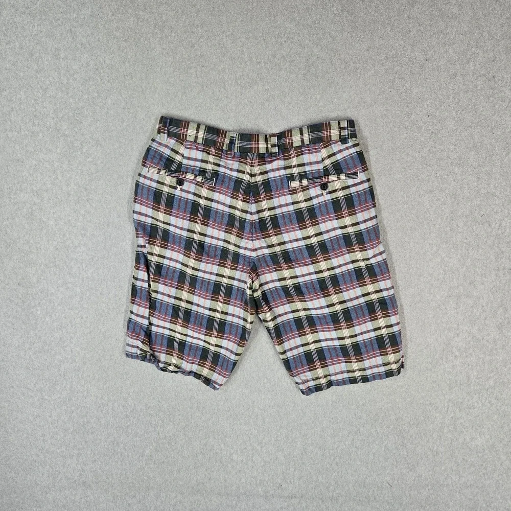Brooks Brothers Men Shorts W38 Multicolor Cotton Linen Plaid Bermuda